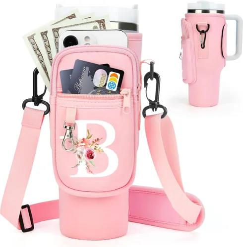 Miniatura 84 de Initial Water Bottle Holder with Strap for Stanley Cup Accessories 40 oz/Simple Modern Tumbler, Birthdays for Women Girls, Water Bottle Carrier Bag