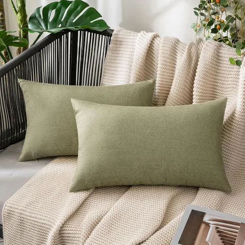 Miniatura 39 de MIULEE Paquete de 2 fundas decorativas para almohadas de exterior, sólidas, impermeables, de lino sintético, estilo granja de jardín, fundas de Óxido