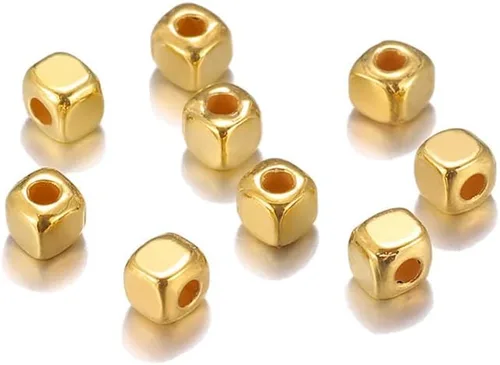 500 cuentas espaciadoras de cubo de 0.118 pulgadas para hacer joyas, cuentas espaciadoras sueltas de aleación, cuentas espaciadoras cuadradas para