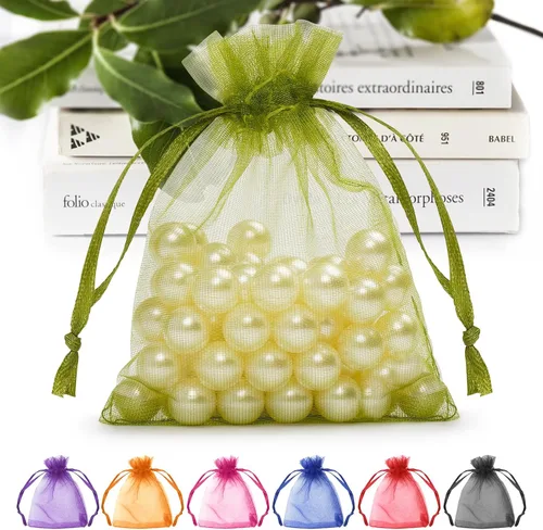 Miniatura 7 de ANZNKU Paquete de 50 bolsas de organza multicolor de 3 x 4 pulgadas, mini bolsas de regalo para regalos de Pascua, día de la madre, bolsa de joyería