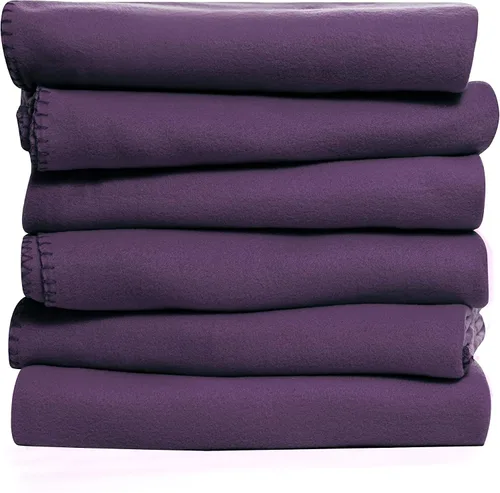Miniatura 2 de Juego de mantas de forro polar a granel para viajes, niños, exteriores, bodas, mascotas (morado, paquete de 6 unidades, 50 x 60 pulgadas)