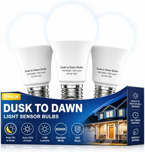 Miniatura 9 de OHLUX Bombillas con sensor de movimiento para exteriores, 13 W (equivalente a 100 W), bombilla LED de seguridad activada por movimiento