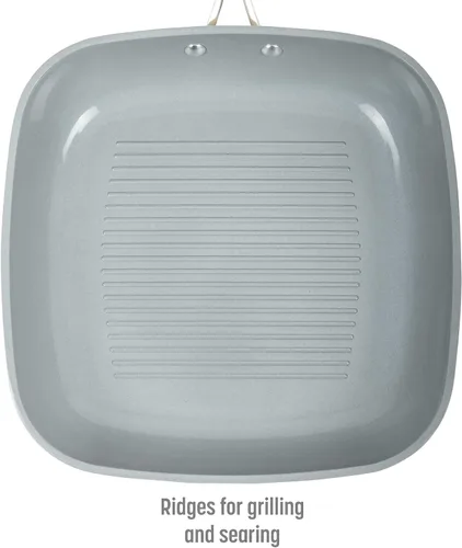 Miniatura 8 de Goodful Sartén antiadherente de cerámica de 11 pulgadas, ollas y sartenes aptas para lavavajillas, mango de acero inoxidable de agarre cómodo, Crema