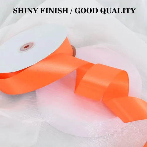 Miniatura 4 de TONIFUL 1-1/2 Pulgadas (40mm) x 100 Yardas de Cinta de Satén Ancha Naranja de Tela Sólida para Envolver Regalos, Cinta para Silla, Día de San