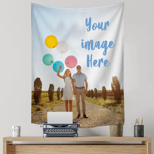 Miniatura 2 de Tapiz personalizado, 50 x 30 pulgadas, tapiz de pared personalizado para colgar en la pared con foto y texto, telón de fondo personalizado, foto