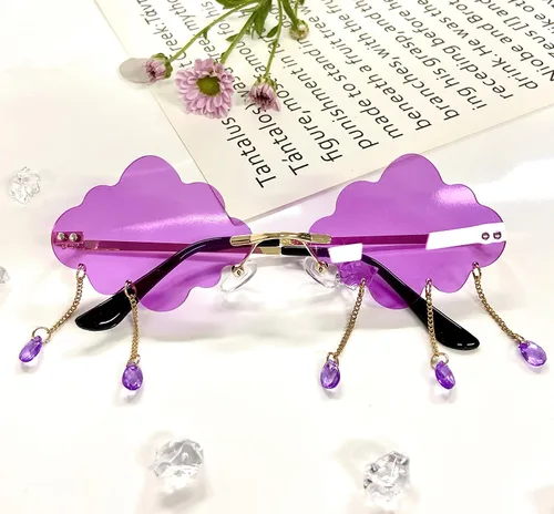 Miniatura 6 de Lentes de sol Bojod sin marco, moda vintage, creativo, estilo 1990, divertidos, con forma de nube, estilo discoteca, para mujer