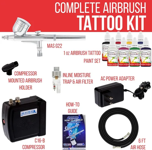 Miniatura 2 de Master Airbrush Kit de aerógrafo multiusos con mini compresor, aerógrafo de alimentación por gravedad de doble acción. Manguera de aire y juego