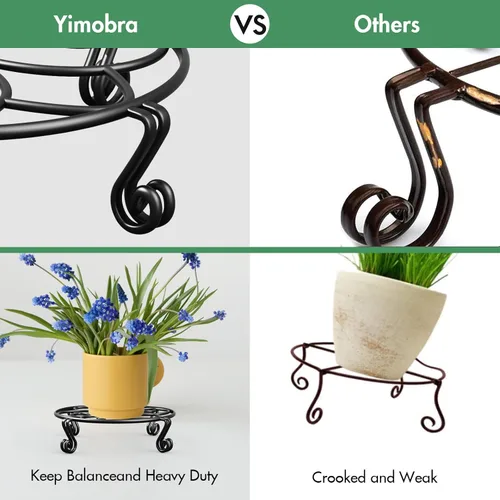 Miniatura 3 de Yimobra Paquete de 2 soportes para macetas resistentes para macetas para interiores y exteriores, metal a prueba de óxido, contenedor de jardín