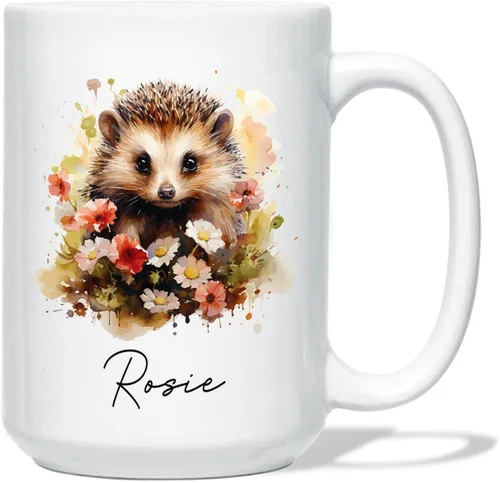 Miniatura 30 de Taza de café de oso – Regalo personalizado para amantes, taza de té de animales salvajes con flores, regalo de cerámica personalizado para amantes