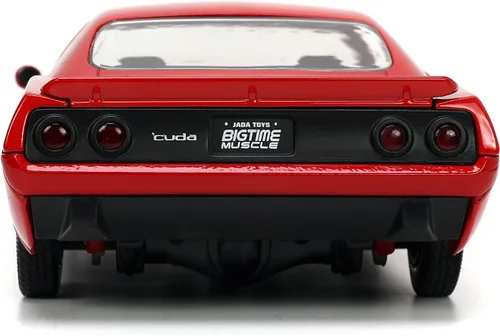 Miniatura 5 de Jada Toys Big Time Muscle 1:24 1973 Plymouth Barracuda - Coche fundido a presión rojo/negro, juguetes para niños y adultos