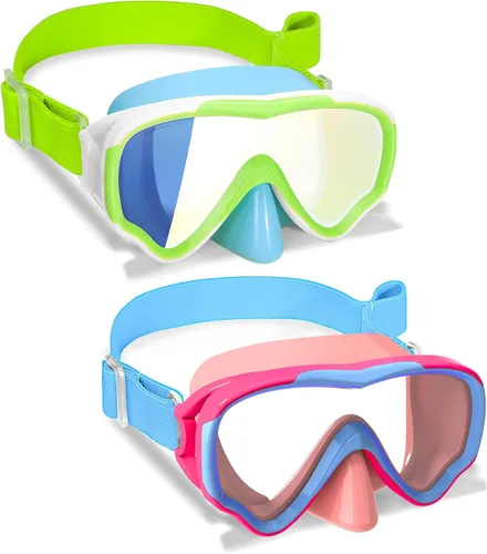 Miniatura 11 de Gafas de natación para niños con correa de tela para niños de 3 a 15 años, gafas de natación a prueba de fugas con cubierta nasal, vista clara