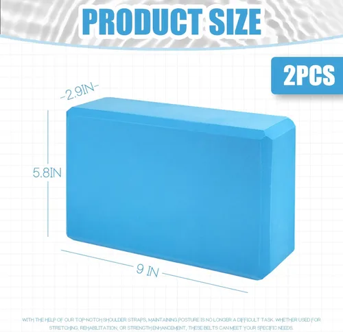 Miniatura 2 de 2 Pcs Yoga Blocks, 9"x6"x3" Foam Blocks Yoga Props for Pilates Stretching and Meditation Exercise Blocks Lightweight Yoga Essentials Azul