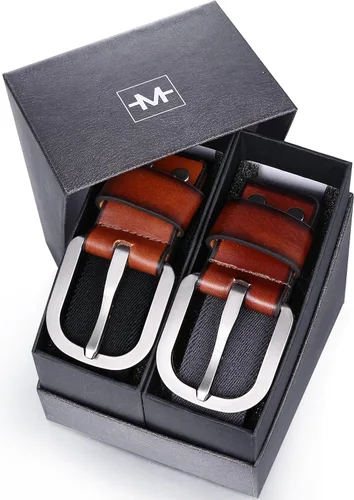 Miniatura 4 de Marino Ave - Cinturón elástico para hombre, parte delantera de piel, correa elástica ajustable
