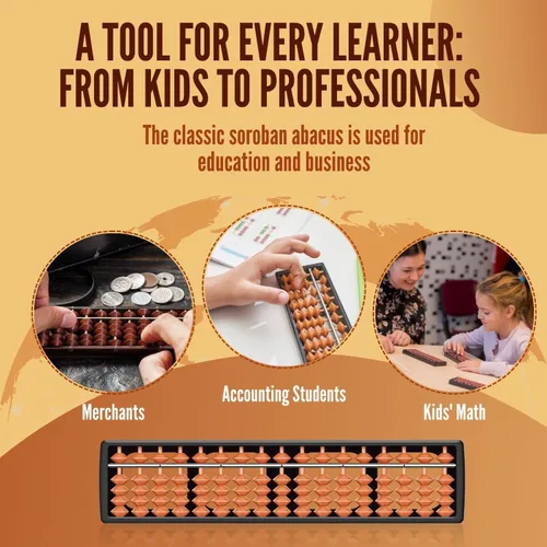 Miniatura 2 de Flexzion SorobanAbacus para adultos y niños – Soroban japonés de plástico de 11 pulgadas con 5 cuentas y 17 varillas para aprendizaje