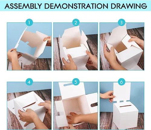 Miniatura 3 de Paquete de 30 urnas para rifas con ranura, caja de boletos de cartón con ranura, 6 x 6 x 6 pulgadas blanco (30pcs-White)