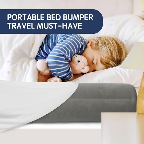 Miniatura 6 de Paquete de 2 rieles inflables de viaje para niños pequeños, rieles de cama antideslizantes y suaves para niños Barandilla de protección de cama