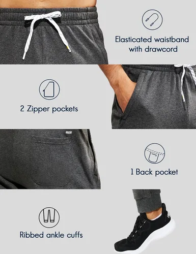 Miniatura 2 de MIER Men's Cotton Joggers Athletic Sweatpants for Gym Workout Active Lounge Jersey Track Pants with Pockets, Elastic Waist