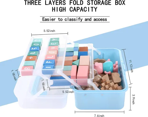 Miniatura 2 de Caja Organizadora Plegable Versátil de Tres Capas de 11(pulg), Ideal para Arte y Manualidades, Juguetes, Suministros de Costura, Joyería