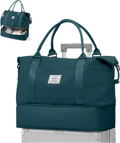 Miniatura 25 de VECAVE Bolsa de viaje para mujer, bolsa deportiva para gimnasio, E20-Púrpura profundo, Grande, Bolsa de viaje