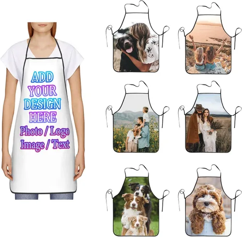 Miniatura 43 de Delantal de cocina personalizado con logotipo de texto fotográfico, delantal unisex personalizado para camarero de restaurante para hornear barbacoa