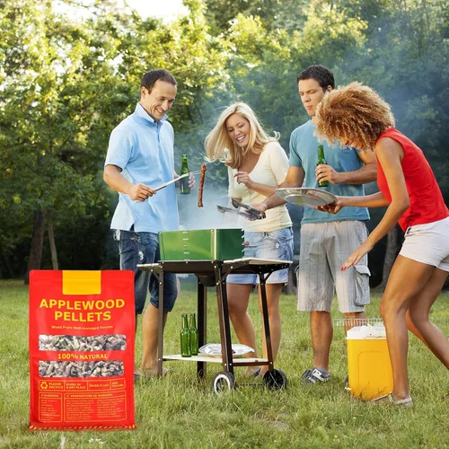 Miniatura 9 de Tangkula Pellets de madera de manzana 100% natural, pellets de cocina de madera de manzano con sabor a manzana ahumada para asar al aire libre