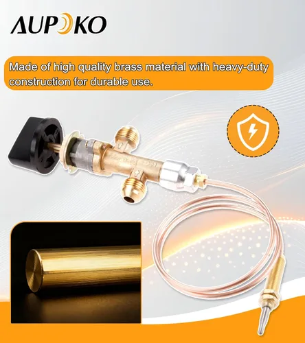 Miniatura 6 de Aupoko Piezas de repuesto para fogatas de propano de baja presión, válvula de gas e interruptor con entrada y salida de 3/8 pulgadas