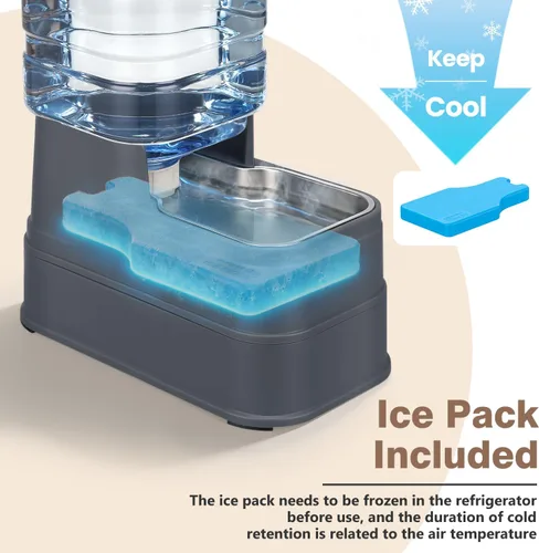 Miniatura 4 de Dispensador automático de agua para perros de 1.1 galones, comedero por gravedad para gatos con cuenco de acero inoxidable, cuencos elevados