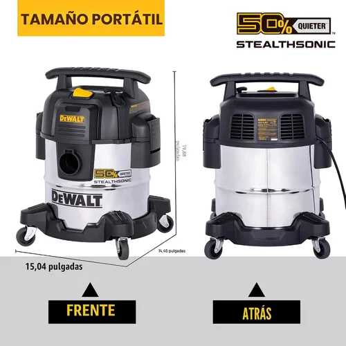 Miniatura 7 de DEWALT STEALTHSONIC - Aspiradora para tienda en seco y húmedo de 5 galones, 4 HP con 6 bolsas de polvo, ultra silenciosa, de acero inoxidable