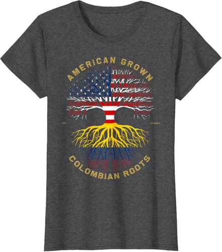 Miniatura 4 de Camiseta de regalo con la bandera de Estados Unidos con árbol de raíces colombianas