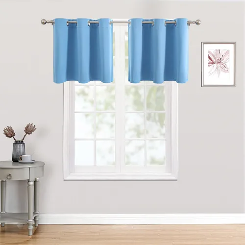 Miniatura 144 de ChrisDowa - Cortinas de cenefa pequeñas para cocina, cortinas cortas con ojales y aislamiento térmico para oscurecer la sala y habitación