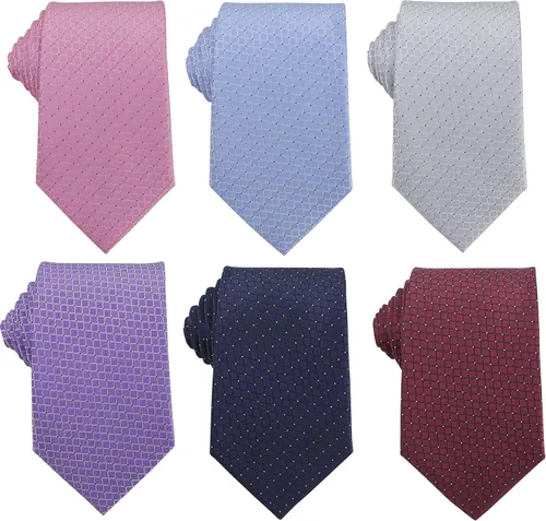 Miniatura 48 de WeiShang Lote de 6 corbatas clásicas de seda para hombre, corbatas tejidas jacquard