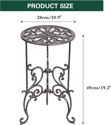 Miniatura 4 de Sungmor - Soporte de hierro fundido resistente para plantas en maceta, estante de metal de 19.3 pulgadas de 1 nivel, soporte decorativo para macetas