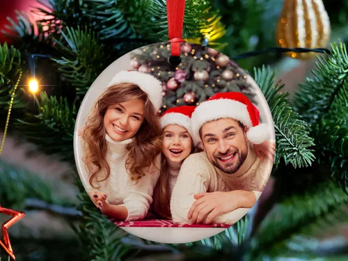 Miniatura 7 de Adorno de Navidad personalizado con cualquier imagen, carga cualquier foto - Texto opcional - Recuerdo de Navidad - Corazón de cerámica
