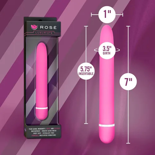 Miniatura 3 de Blush Rosé Luxuriate Vibrador de 7 pulgadas para mujeres, hombres y parejas, varita lisa satinada de múltiples velocidades, potente estimulador