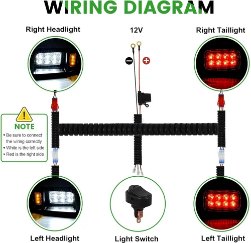 Miniatura 6 de Kit de iluminación LED Lochnchn, kit de luces delanteras y traseras de 12V para carritos de golf Club Car DS 1993 en adelante, homologado