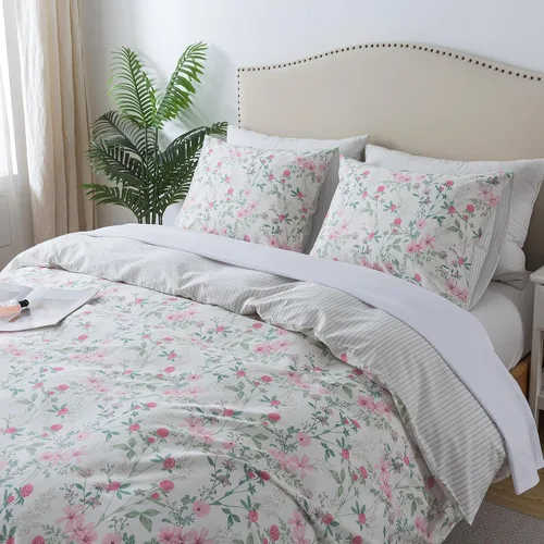Miniatura 48 de HoneiLife Funda de edredón retro tamaño King, funda de edredón 100% algodón, suave y transpirable, juegos de ropa de cama para cama King