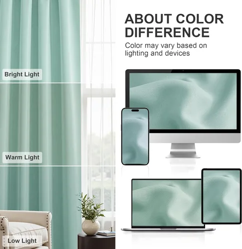 Miniatura 9 de PONY DANCE - Cortinas opacas pequeñas azul aguamarina para cocina, sobre fregadero, para caravana, con aislamiento térmico y bolsillo para barra, 2