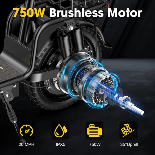 Miniatura 2 de INSDRGN Scooter eléctrico para adultos con asiento, motor pico de 1000 W, 48 V, 10.4 AH, scooter eléctrico plegable, neumáticos de 14 pulgadas, 20