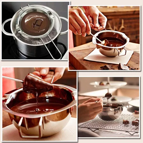 Miniatura 7 de Olla de acero inoxidable de doble caldera para derretir chocolate, dulces y velas (acero 18/8, capacidad de 2 tazas, 16.2 fl oz)