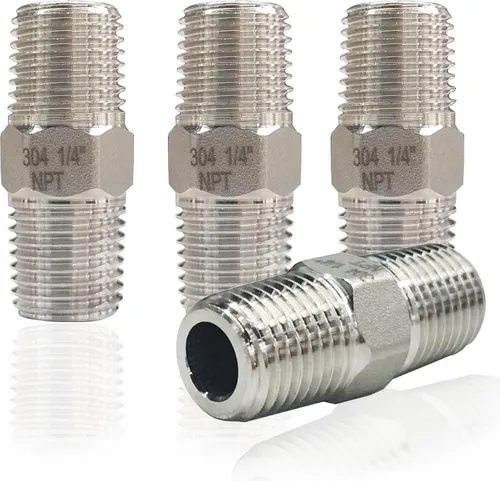 Miniatura 8 de 4 piezas de tetina hexagonal de 1/2" macho x 1/2" macho accesorios de tubería, adaptadores de tubería de rosca macho NPT de 1/2 pulgada de acero