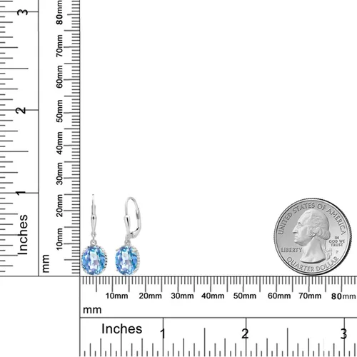 Miniatura 125 de Gem Stone King Aretes colgantes de gota para mujer, plata de ley 925, piedra natal ovalada de 0.354 x 0.276 in, joyería fina, regalos para ella
