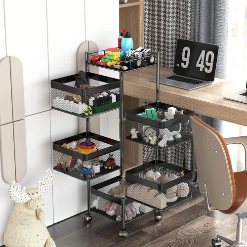 Miniatura 4 de Cesta de frutas y verduras para cocina, sin montaje, estante de almacenamiento giratorio, estante de almacenamiento de baño, organizadores de cocina