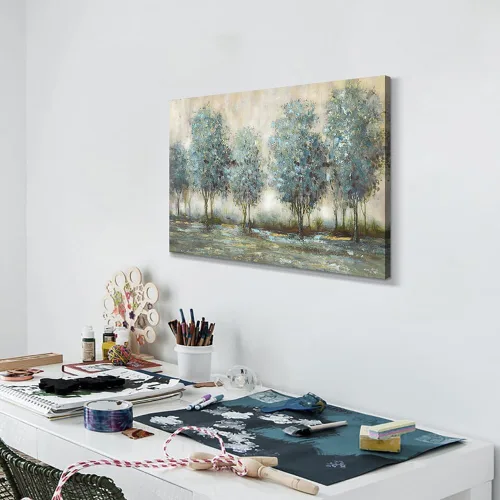 Miniatura 4 de Lienzo de pintura de árbol, arte de pared, bosque texturizado, paisaje, naturaleza, árboles, paisaje, ilustración, dormitorio, sala de estar