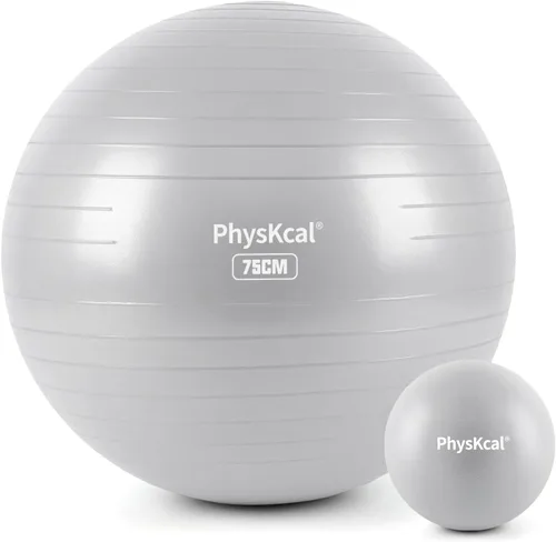 Miniatura 11 de PhysKcal Pelota de yoga para ejercicio, set de pilates, pelota de fitness de 4 tamaños para entrenamiento, parto, embarazo, terapia física - Bomba