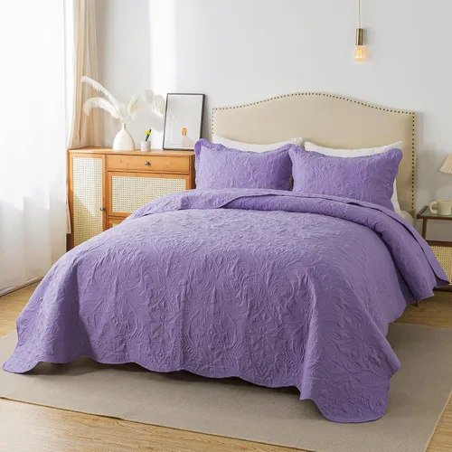 Miniatura 287 de HoneiLife - Juego de colcha de tamaño Queen, juego de ropa de cama de pana bordada de 3 piezas, colcha de lujo, ligera, cálida, para todas las Pana