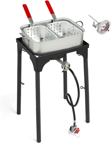 Miniatura 8 de Bonnlo Freidora de propano para exteriores de 55000BTU con olla de aluminio de 10 cuartos de galón y cesta coladora extraíble de 6.7 cuartos