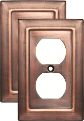Monarch Abode Placa de cubierta de toma de corriente dúplex – Placas de pared de enchufe de cobre antiguo de 1 banda, placas de cubierta de toma de