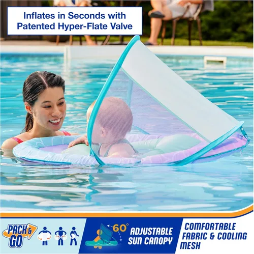 Miniatura 2 de SwimWays Baby Spring Float, Baby Pool Float with Canopy, Swim Training PFD, Swimming Pool Accessories for Babies and Toddlers 9-24 Months