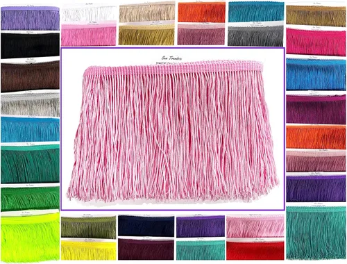5 yardas de hilo de flecos de cadeneta de 12 pulgadas de largo, borlas, flecos trenzados para manualidades, costura y decoración, color rosa claro