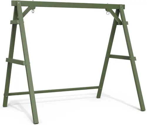 Miniatura 8 de VINGLI Marco de columpio para porche de 6.2 pies, soporte de madera resistente de 660 libras, soporte de columpio de madera con barra de conexión
